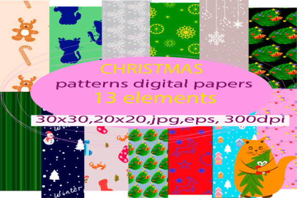 Christmas Set of Patterns, Digital Paper
