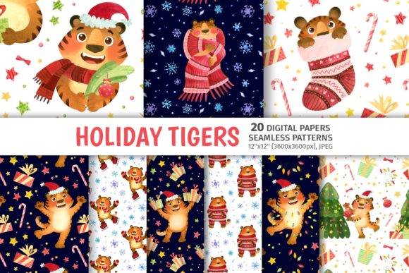Christmas Tigers Seamless Patterns: A Creative Resource for Digital Designers