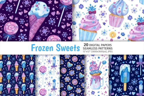 Frozen Sweets Seamless Patterns for Digital Scrapbooking