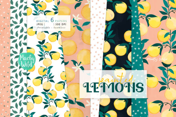 Lemon Painted Seamless Patterns