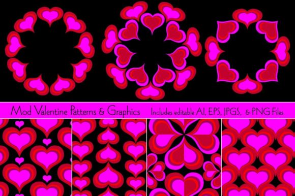 Mod Valentine Patterns and Frames: Retro Love for Modern Projects