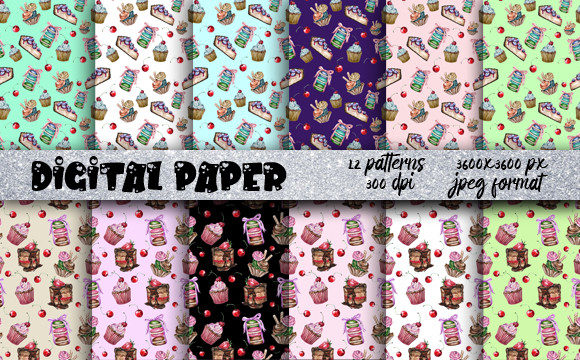Patterns Cake Sweets Digital Paper