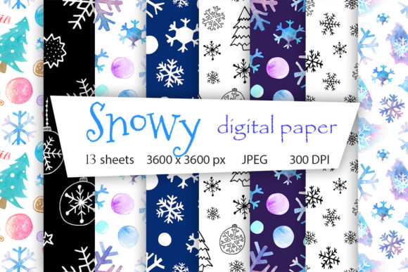 Snow Digital Paper Winter Patterns