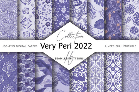 Very Peri 2022 Patterns: 16 Seamless Designs for Creative Projects