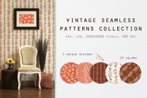 Vintage Flowers Seamless Patterns for Creative Projects